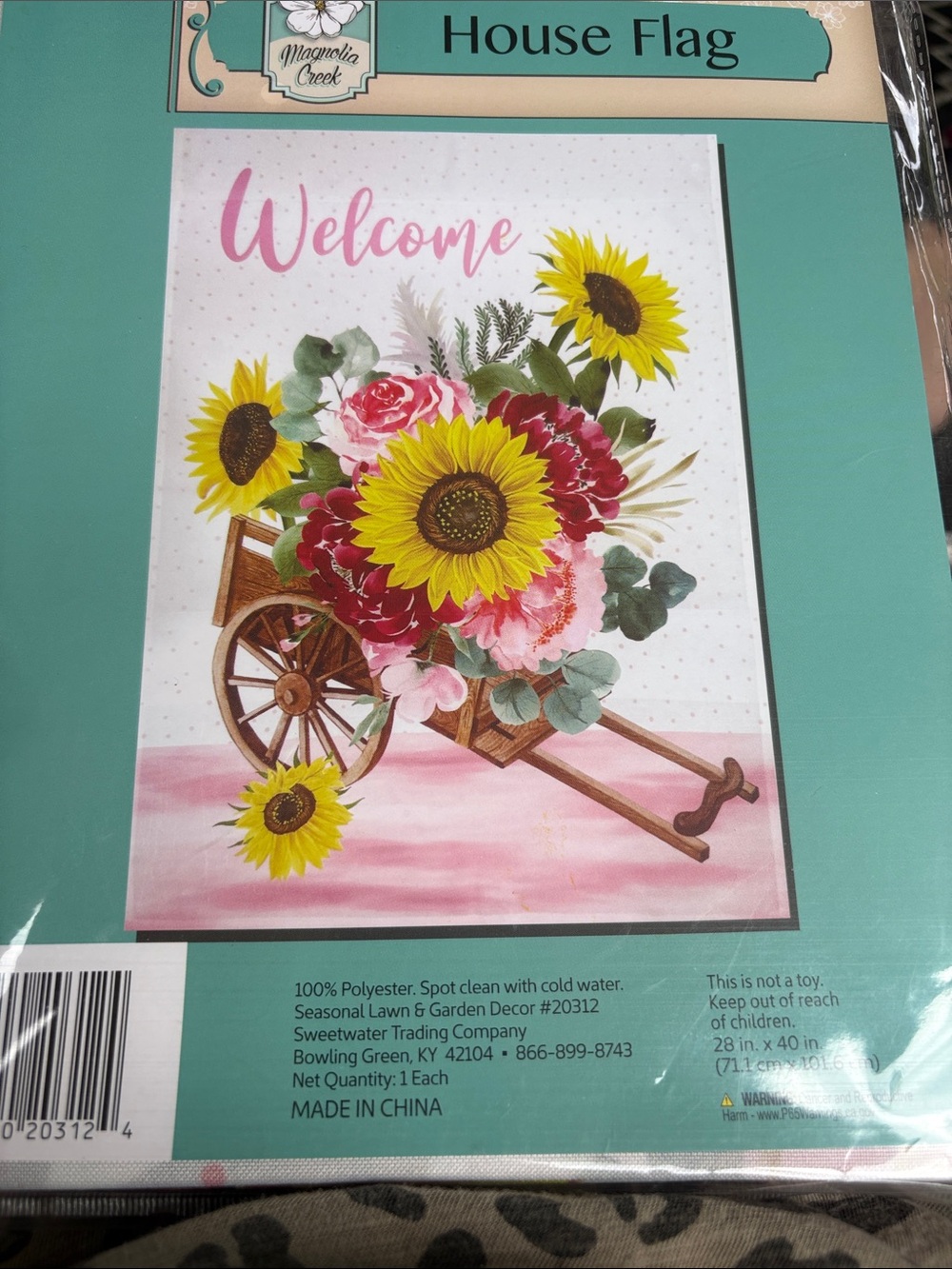 Welcome Sunflower Cart house Flag